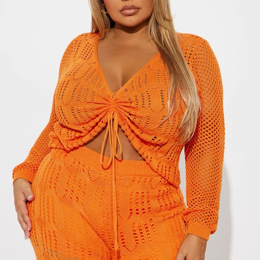 Fashion Nova Orange Knit Pants & Jumpsuit Set